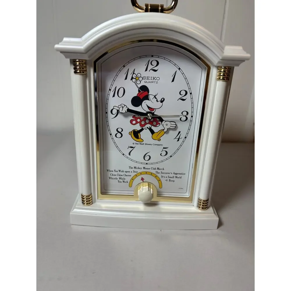 Vintage Seiko Disney Minnie Mouse Musical Alarm Clock QFE120W Cal 34604 Japan